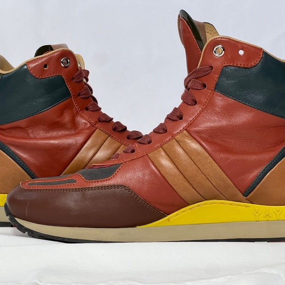 BALLY Asiaki Colorblock Leather High-Top Trainers Sneaker in Pumpkin * US Sz 8.5 - Picture 9 of 16